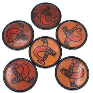 Boma Coasters Set of 6 Hand Silkscreened On Red Cedar Canada